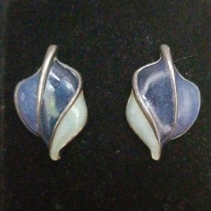 Vintage blue enamel earrings